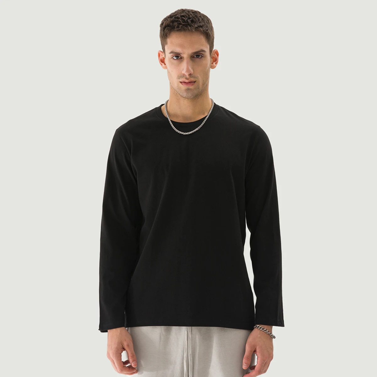 210GSM Unisex Classic Crew Neck Long Sleeve Top - main image
