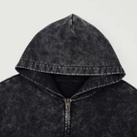 440GSM Unisex Vintage Snow Wash Full-zip Hoodie - thumbnail image 4
