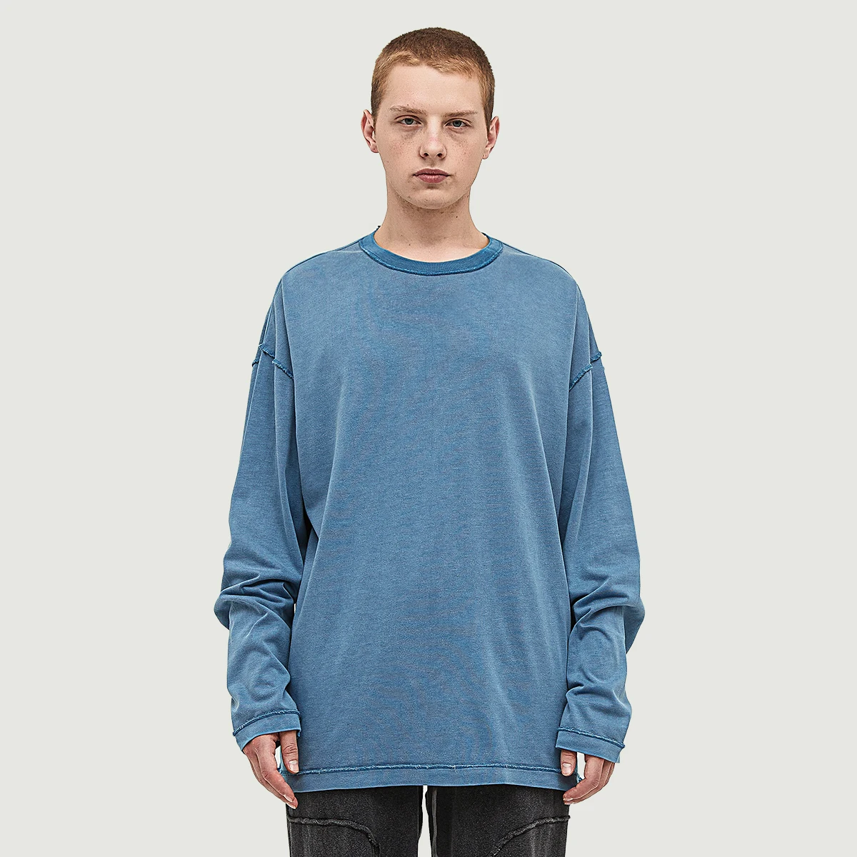 290GSM Unisex Reverse Seam Washed Long Sleeve T-shirt - main image