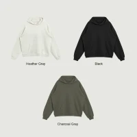 380GSM Unisex Double Snap Brushed Fleece Hoodie - thumbnail image 4