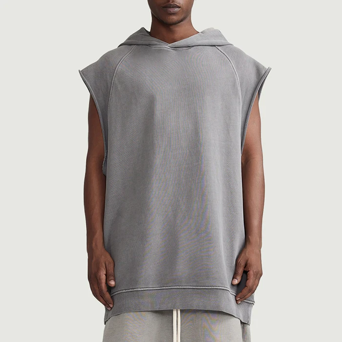 380GSM Unisex Oversized Washed Sleeveless Hoodie