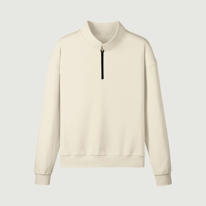 380GSM Unisex Heavyweight Half-Zip Brushed Fleece Sweatshirt