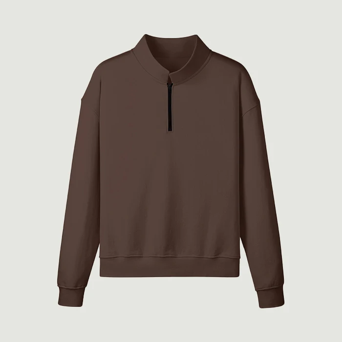 380GSM Unisex Heavyweight Regular Fit Half-Zip Brushed Fleece Sweatshirt