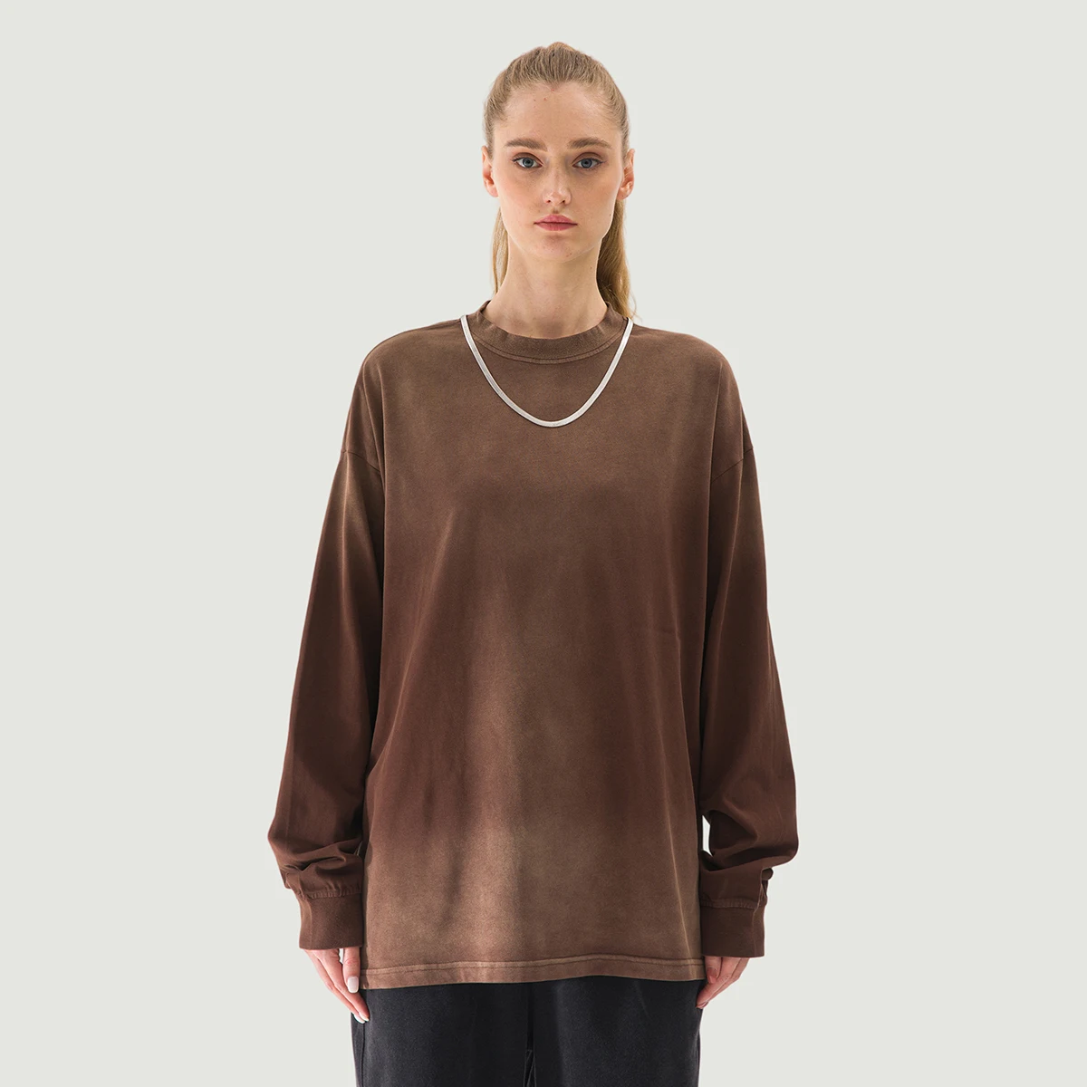 260GSM Unisex Oversized Sun Faded Long Sleeve Top - main image