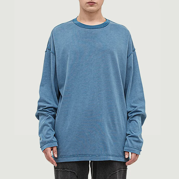 290GSM Unisex Reverse Seam Washed Long Sleeve T-shirt