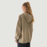 380GSM Unisex Washed Slit Hem Turtleneck Hoodie - thumbnail image 2