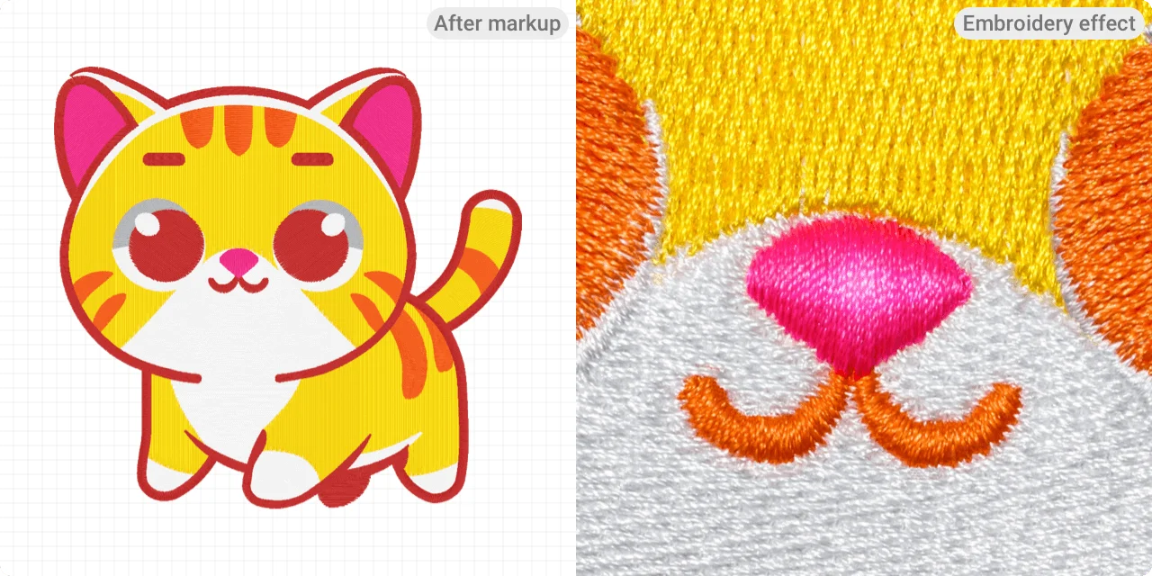 with raised stitching example